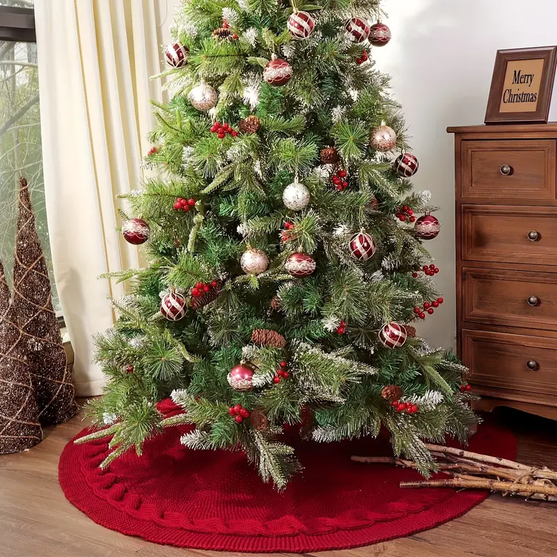 vintage christmas tree skirt knitted tree skirt christmas - Temu Mauritius