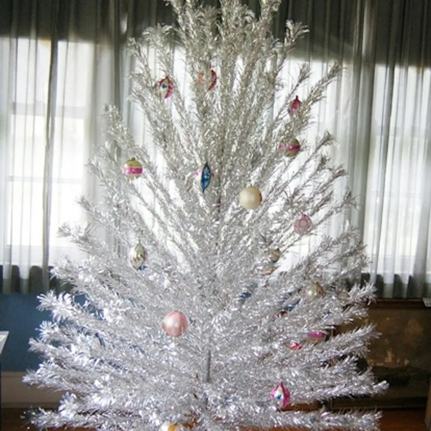 Vintage Silver Tinsel Christmas Tree | EBTH