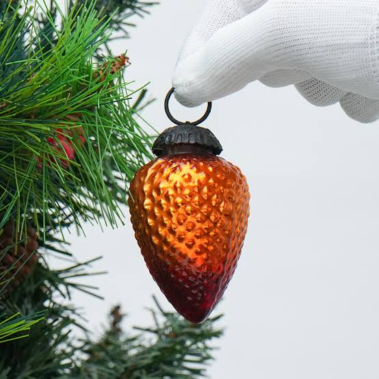 Vintage style Amber Glass Christmas Ornament