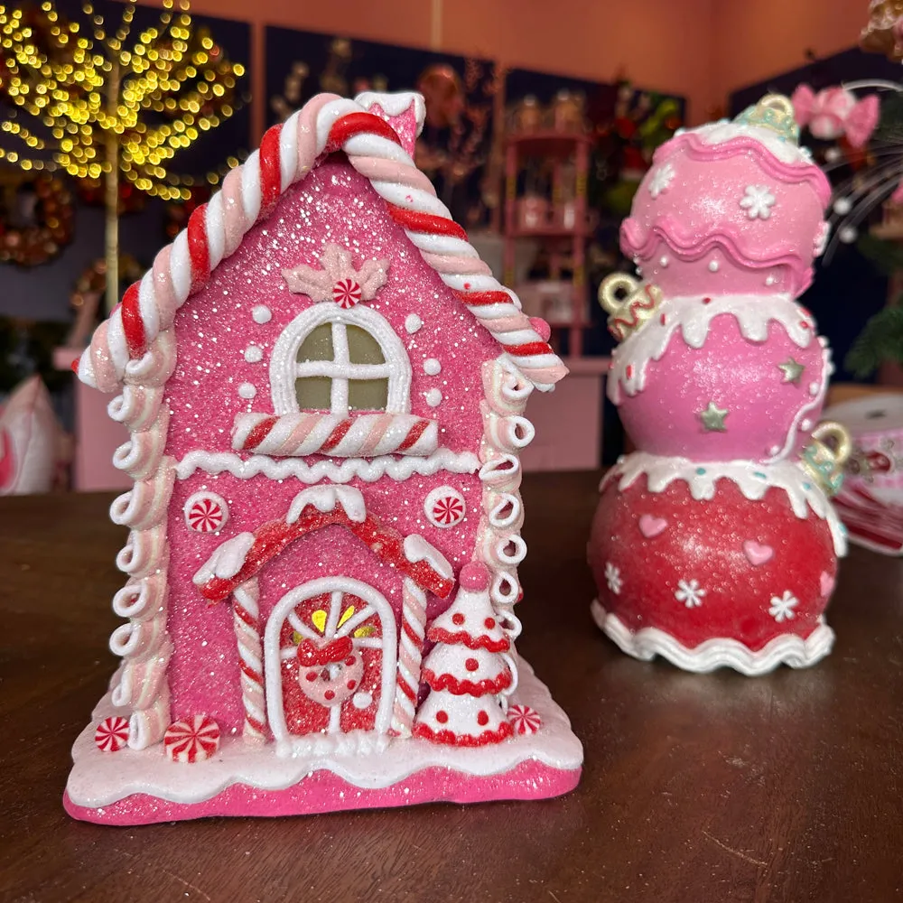 Viv! Christmas Tabletop Figure - Gingerbread House of Clay with Wreath on  the Door incl. LED Lighting - pink white - 22cm | Viv! Christmas