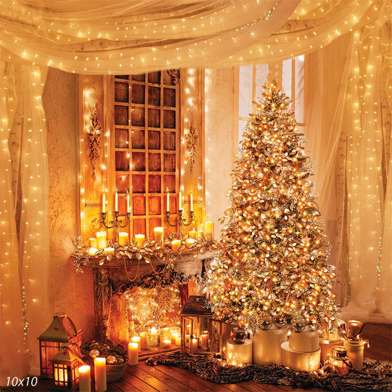 Warm Christmas Tree Lights Backdrop