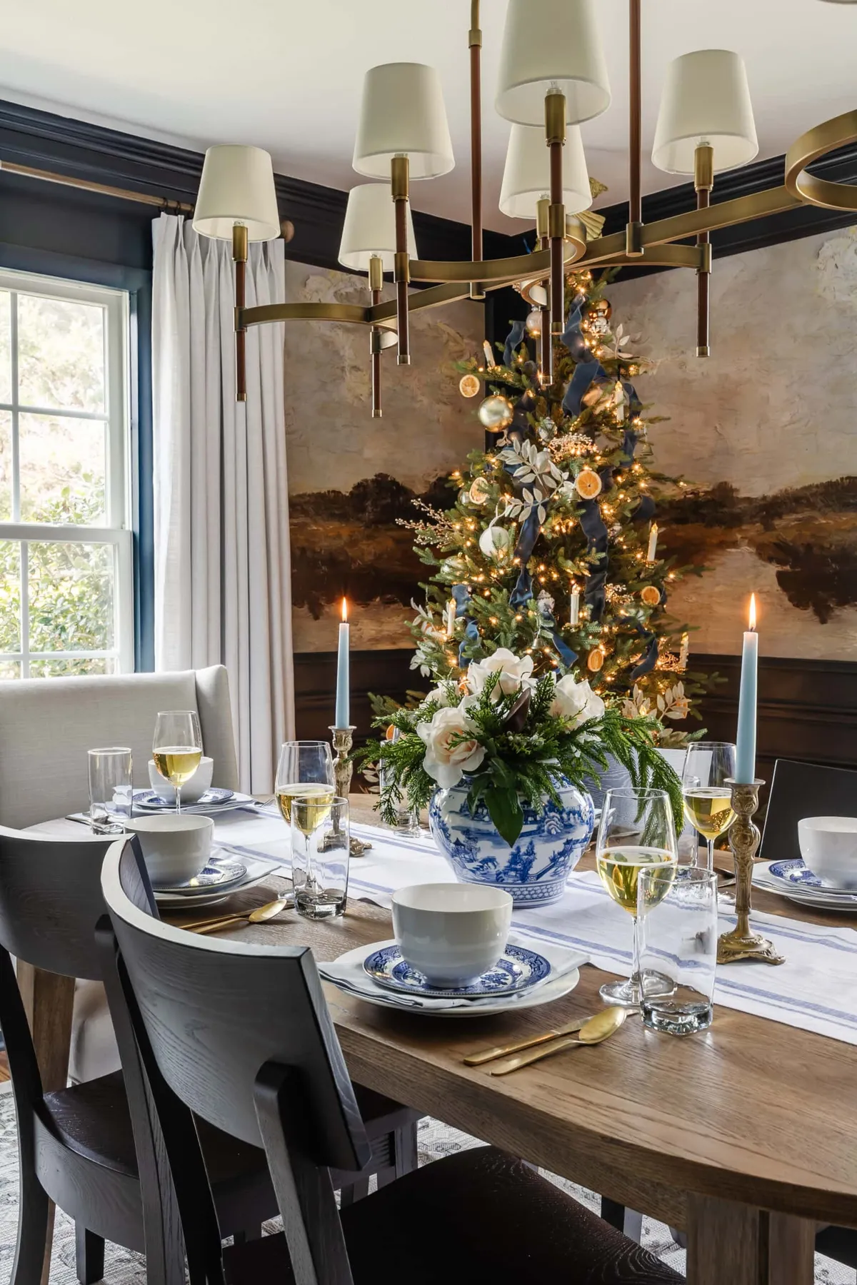 White and Blue Christmas Decor Ideas | Dining Room Tour - Bless'er House