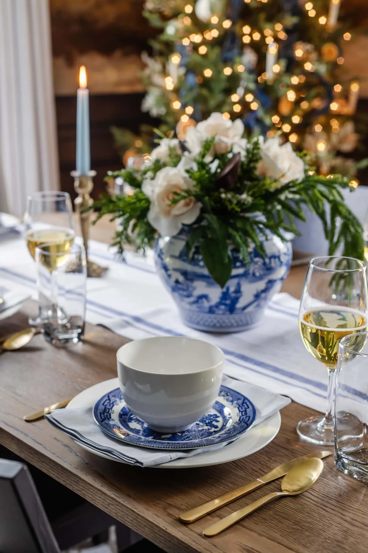 White and Blue Christmas Decor Ideas | Dining Room Tour - Bless'er House