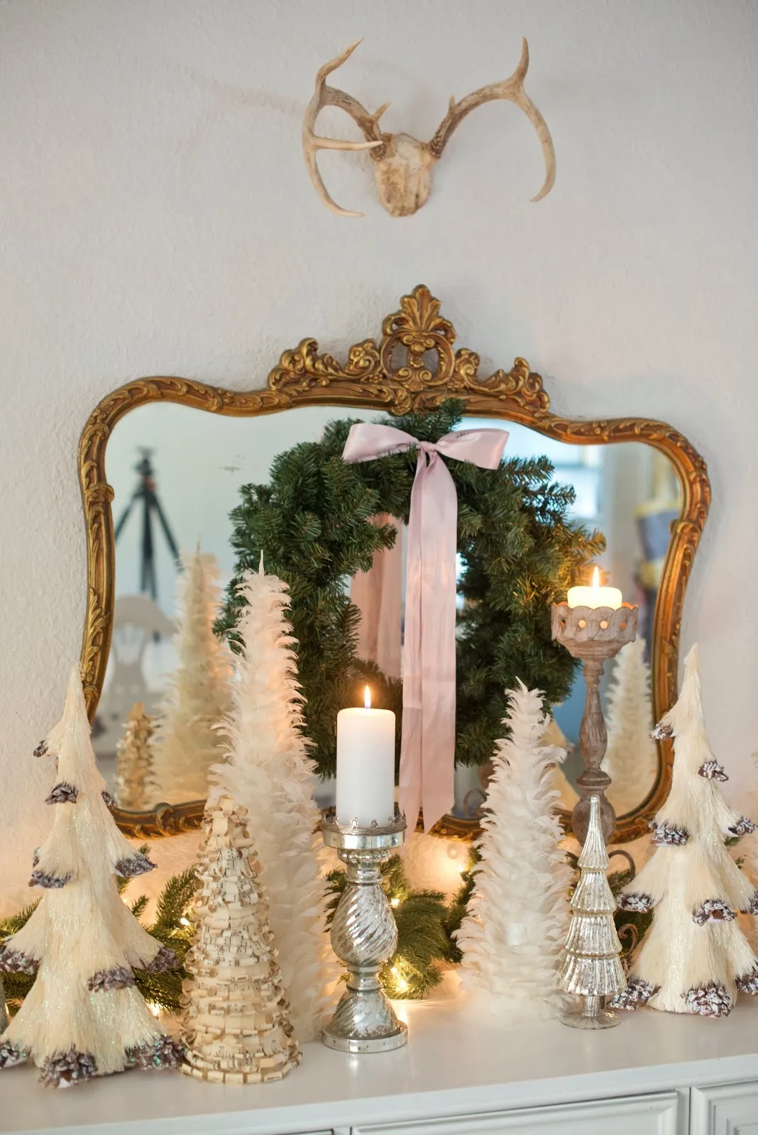 White Tree Christmas Mantel Display — Domestic Fashionista