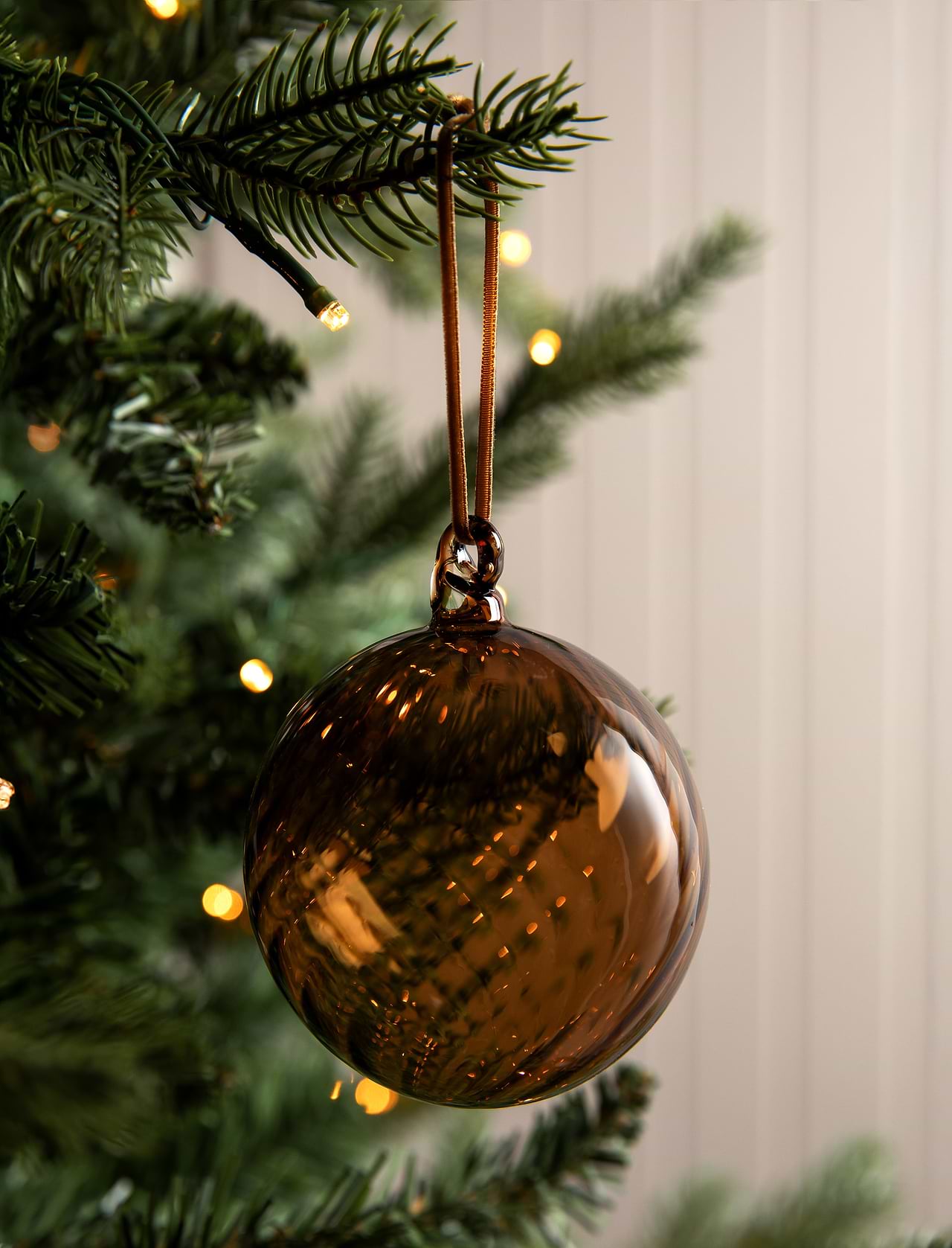 Whittington Christmas Bauble - Glass, Antique Brown, Set of 3