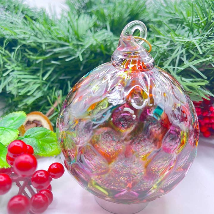 Wholesale Artisan Rainbow Diamond Ornament – Blown Glass Holiday Gift hand-blown glass Ornament for your store - Faire