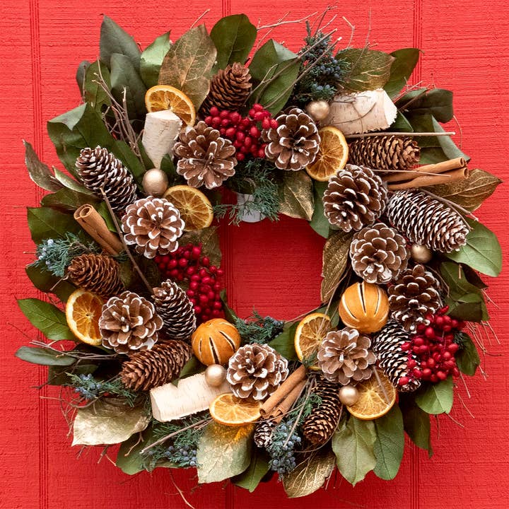Wholesale Cinnamon Orange & Pinecone Wreath for your store - Faire