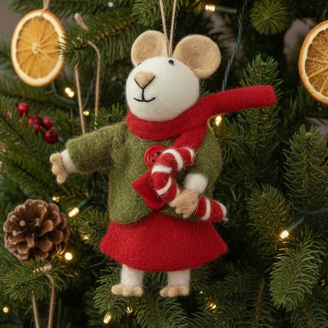 Wholesale Handmade Felt Biodegradable Christmas Mouse Tree Hanging for your  store - Faire
