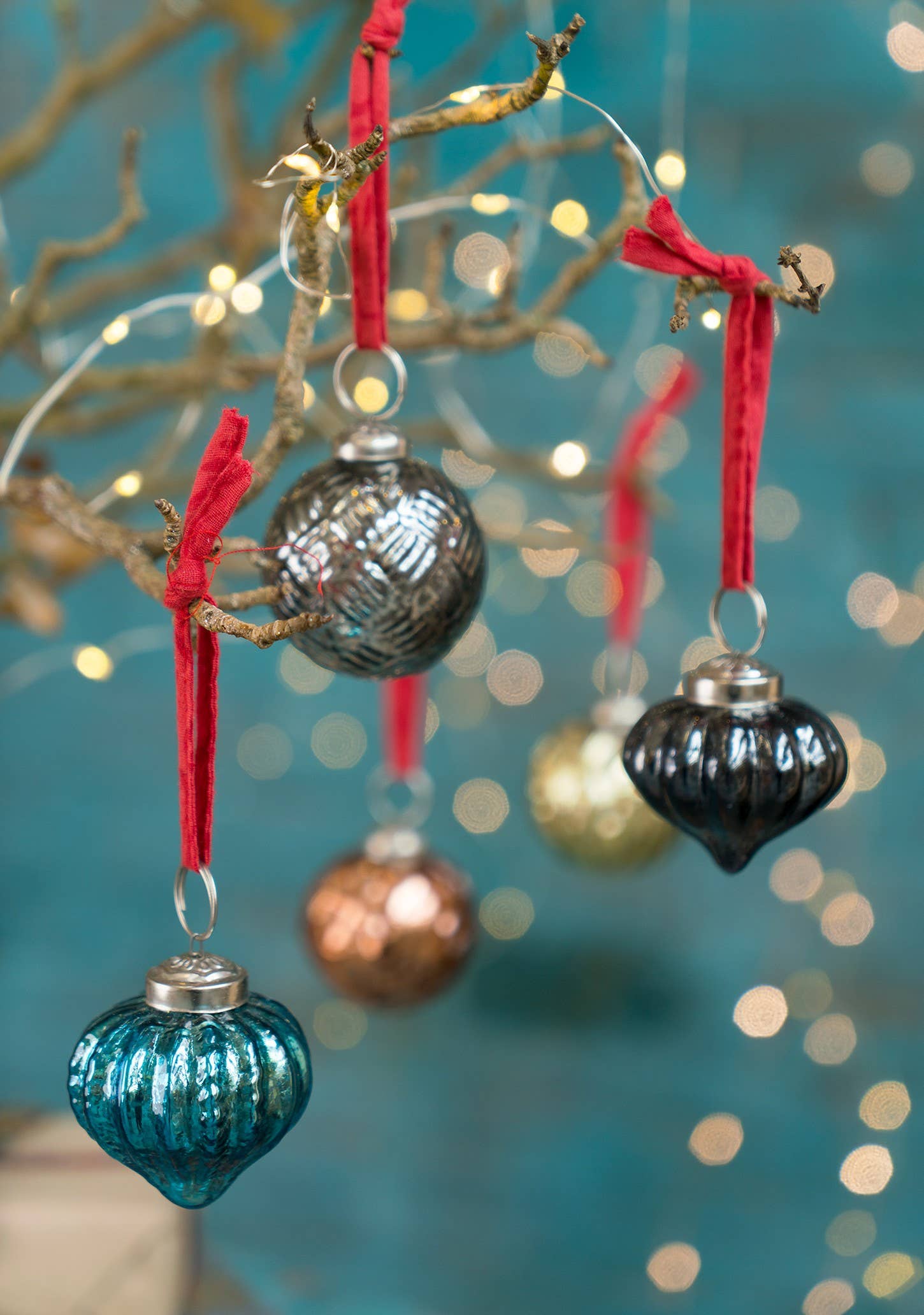 Wholesale Set of 5 Bimala Coloured Recycled Glass Baubles for your store -  Faire