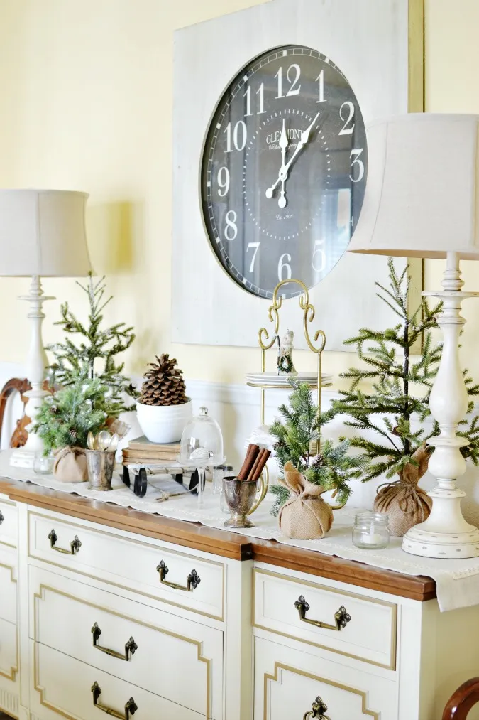 Winter Buffet Table in the Dining Room