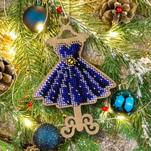 Wonderland Sapphire Dress - Christmas Ornament Wooden Bead Kit - 123Stitch