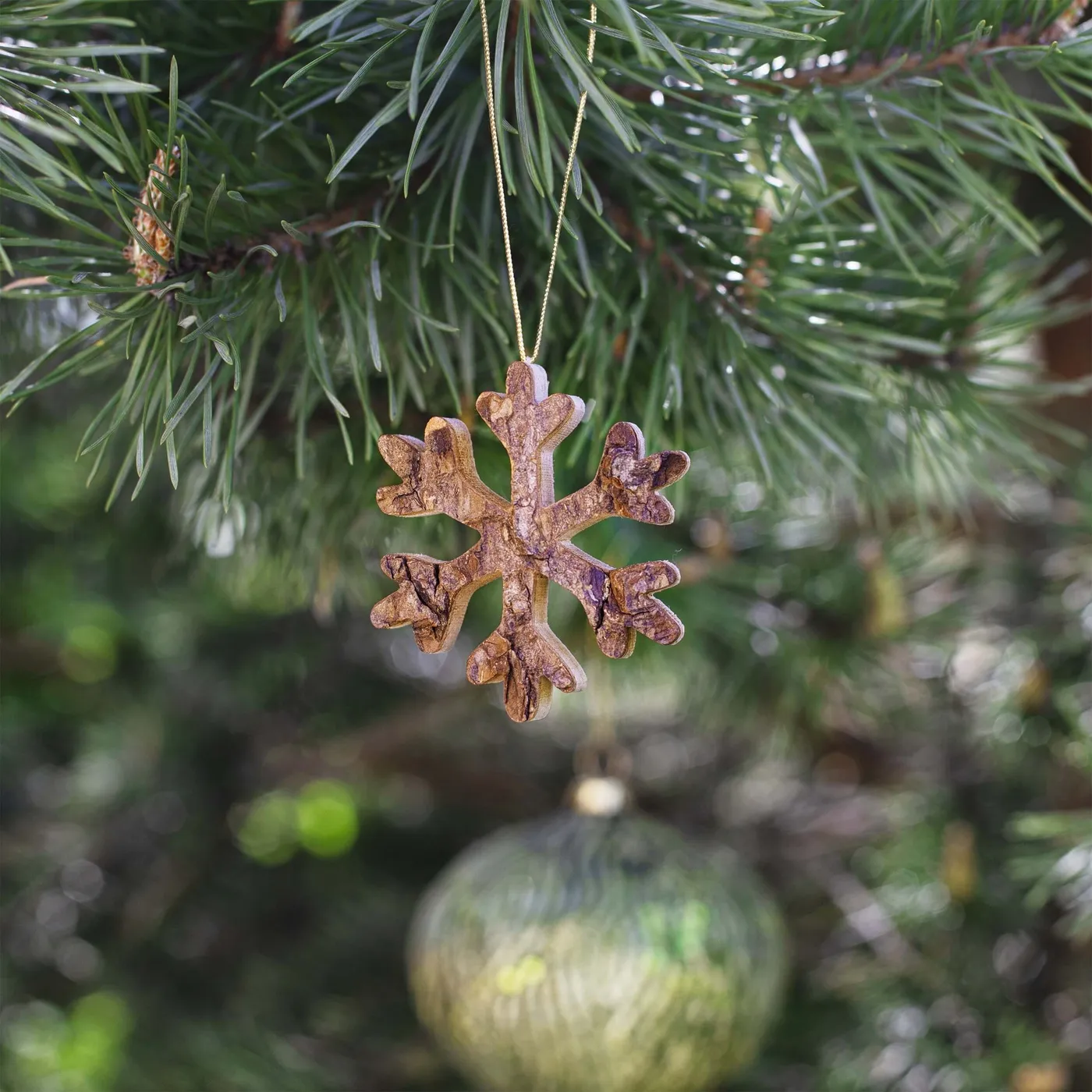 Wood Christmas Tree Ornament (Snowflake) - Forest Decor