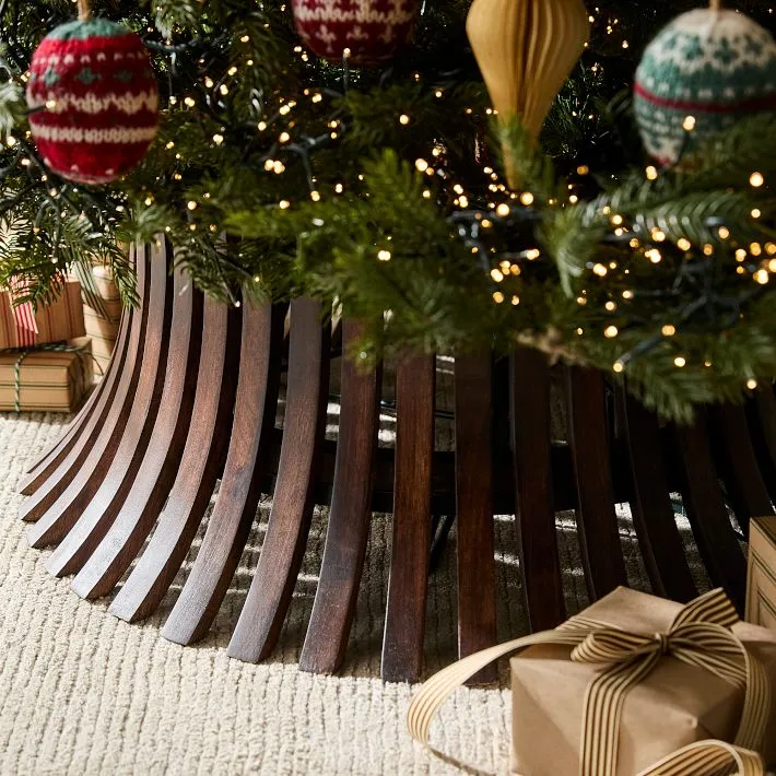 Wood Tree Collar Crate And Barrel Tree Skirt Modern Wood Tree Collar