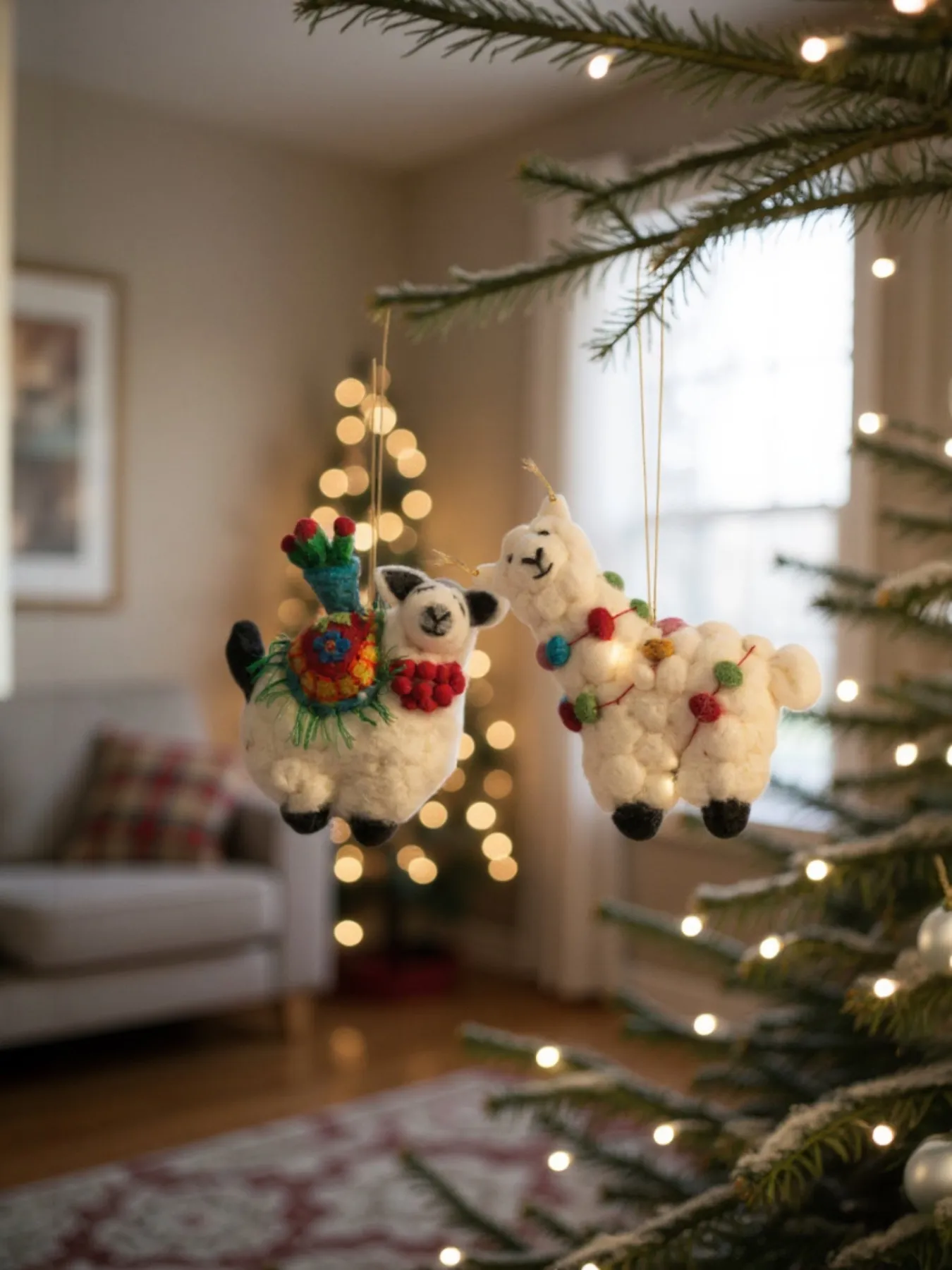 Wool Felt Llama Christmas Ornament | 2 Styles – Rust & Cinder